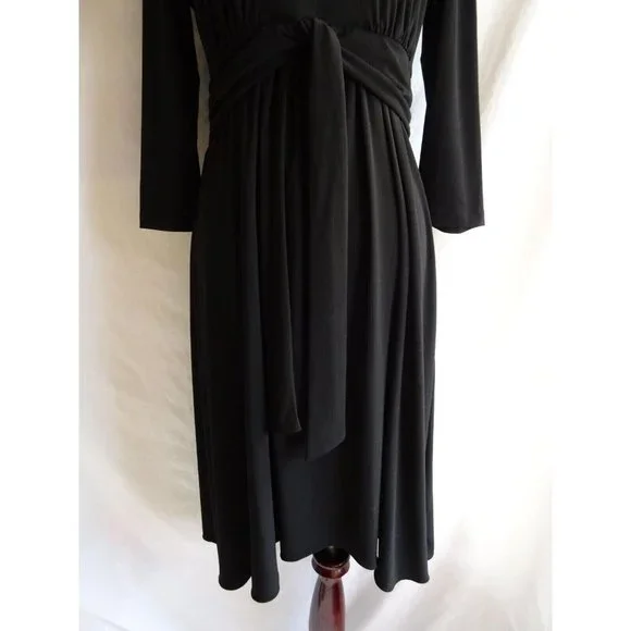 Chico's Tie Waist Jersey Knit Black Dress - Size 1 (Med / 8) - Picture 3 of 11